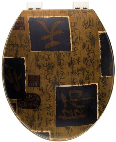 Sanitop-Wingenroth Deska sedesowa dekoracja Shogun brązowy | deska toalety | deska klozetowa z drewno | metalowym zawias