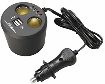 uniTEC 77130 podwójne gniazdo wtykowe w kształcie puszki z dwoma gniazdami USB i analizatorem baterii