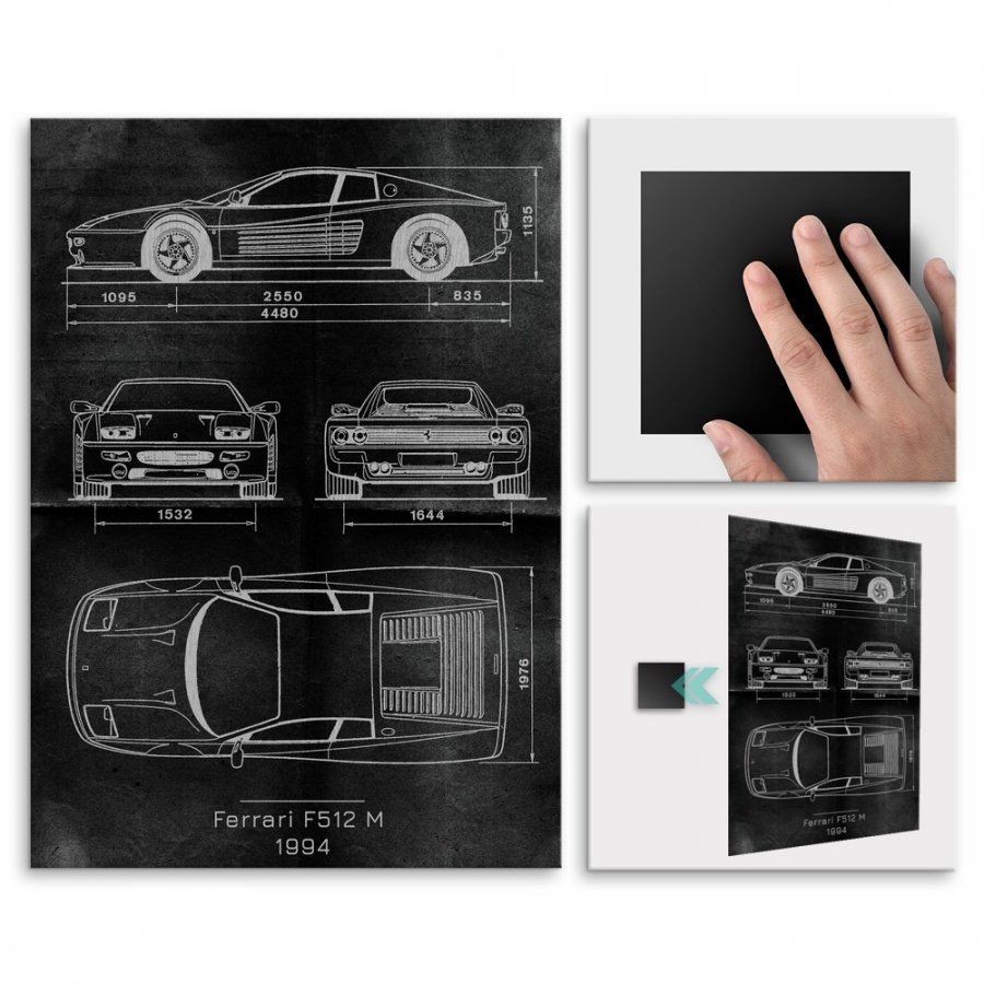 Pix4home Plakat metalowy Ferrari F512 M Projekt Graphite L POS-L-02422