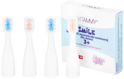 Vitammy Główki do SMILE MiniMini+ 4 sztuki Główki do szczoteczki sonicznej do zębów dla dzieci 3+ TOW017601