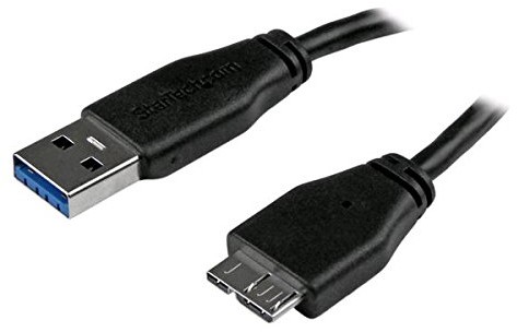 StarTech USB3AUB15CMS smukła Super Speed USB 3.0 A do kabla micro B (15 cm) Czarny, czarny 50 cm USB3AUB50CMS