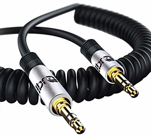 IBRA IBRA 3,5 mm Stereo Premium pomocniczy kabel zwojony audio, długość 0,5 m, srebrny 1M-SPIRAL-SILVER