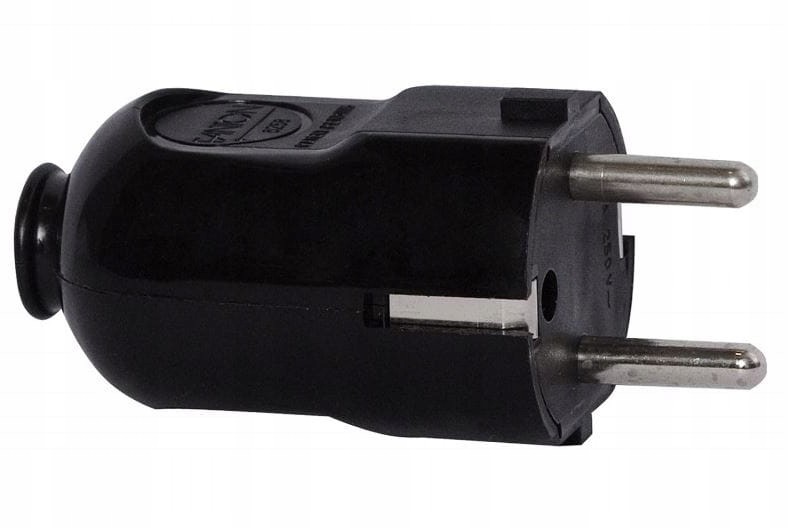 Wtyczka uniwersalna prosta czarna 230V