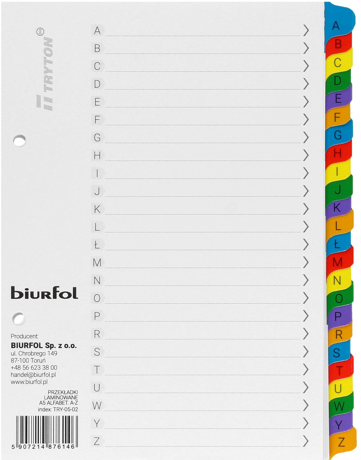 BIURFOL Przekładki kartonowe A5 A-Z Biurfol