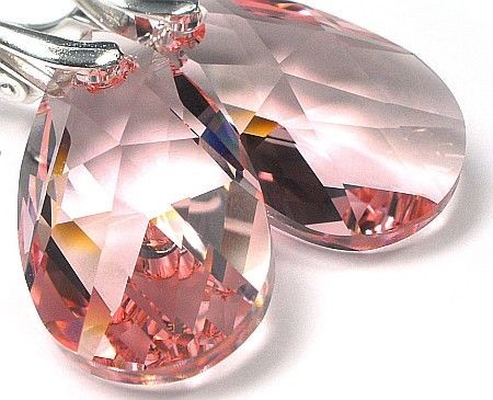 Swarovski kolczyki LIGHT ROSE 22 CERTYFIKAT SREBRO