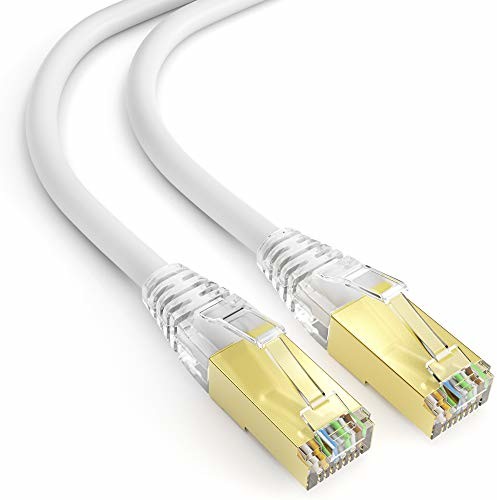 mumbi kabel sieciowy 1 m CAT 8, ekranowany F/FTP CAT8 Ethernet, kabel krosowy RJ45, 1 m, biały