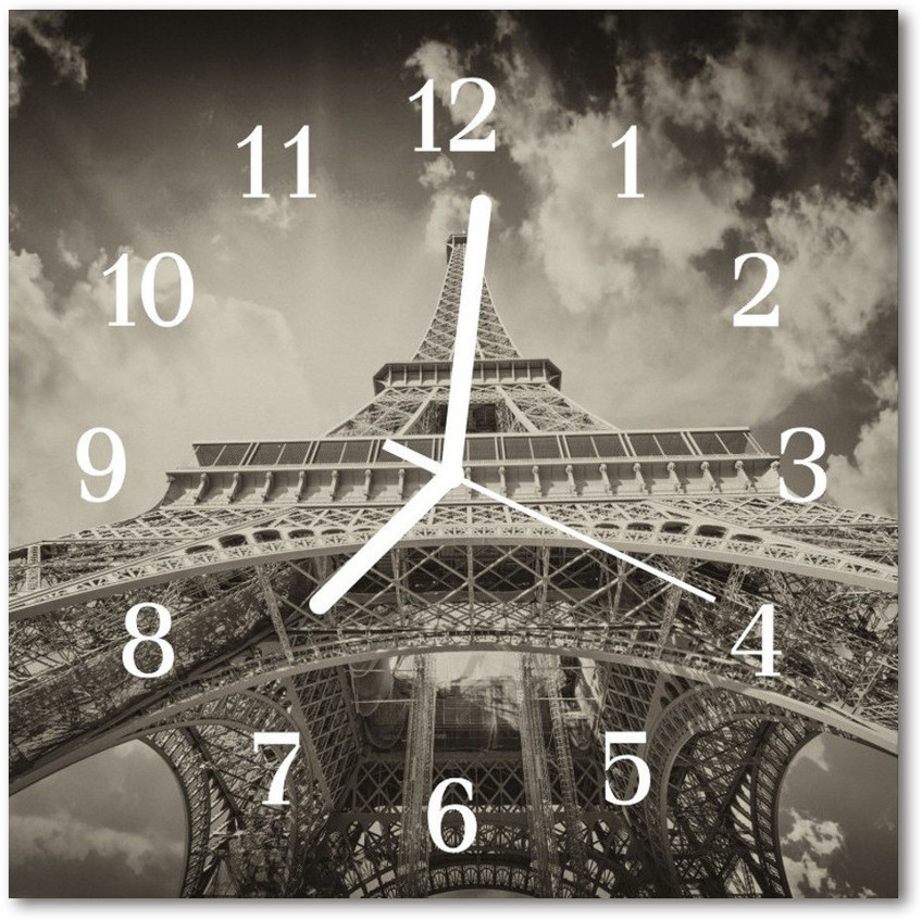 tulup pl Zegar szklany kwadratowy Wieża eiffla 30x30cm
