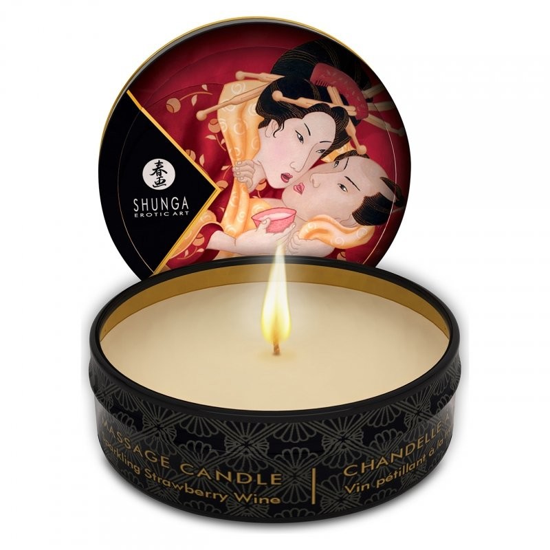 Shunga Świeca do masażu - Massage Candle Strawberry 30 ml Truskawka