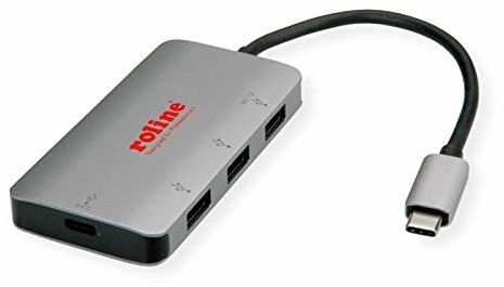 Roline USB 3.1 Gen 1 Hub | potrójny | kabel przyłączeniowy typu C (PD+Data) | do MacBooka, ultrabook, notebooka, laptopa lub komputera ze złączem USB-C 14.02.5038