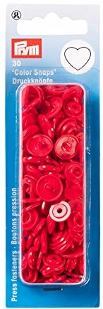 Prym 393338 zatrzask bez szycia Color Snaps serce czerwone, tworzywo sztuczne, jeden rozmiar