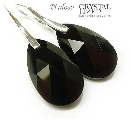 Swarovski PROMOCJA! duże kolczyki SREBRO 22MM JET