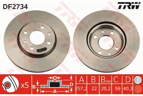 TRW Tarcza hamulcowa DF2734