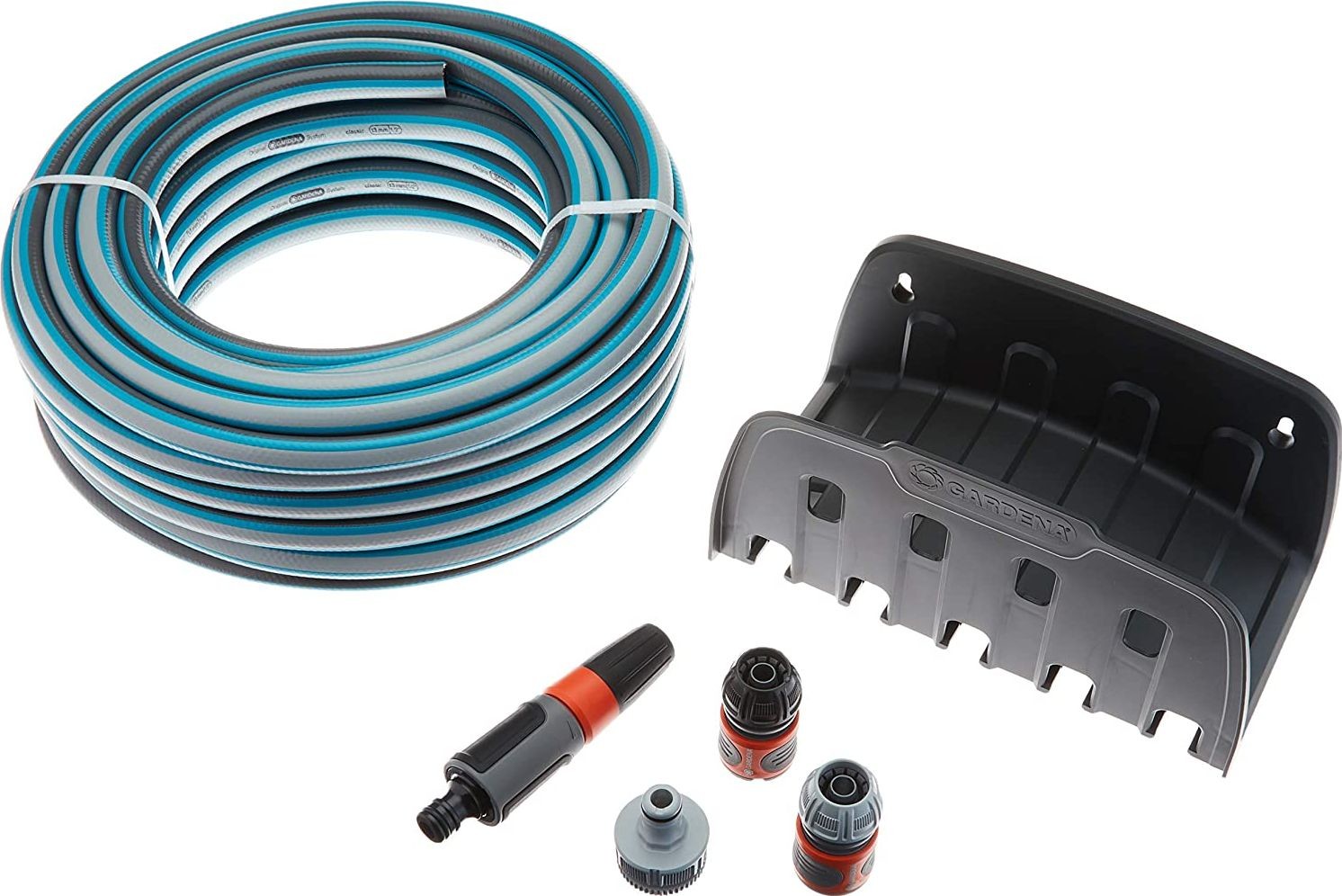 Gardena wall hose holder with classic hose 20 meters with connections and syringe 18005-50