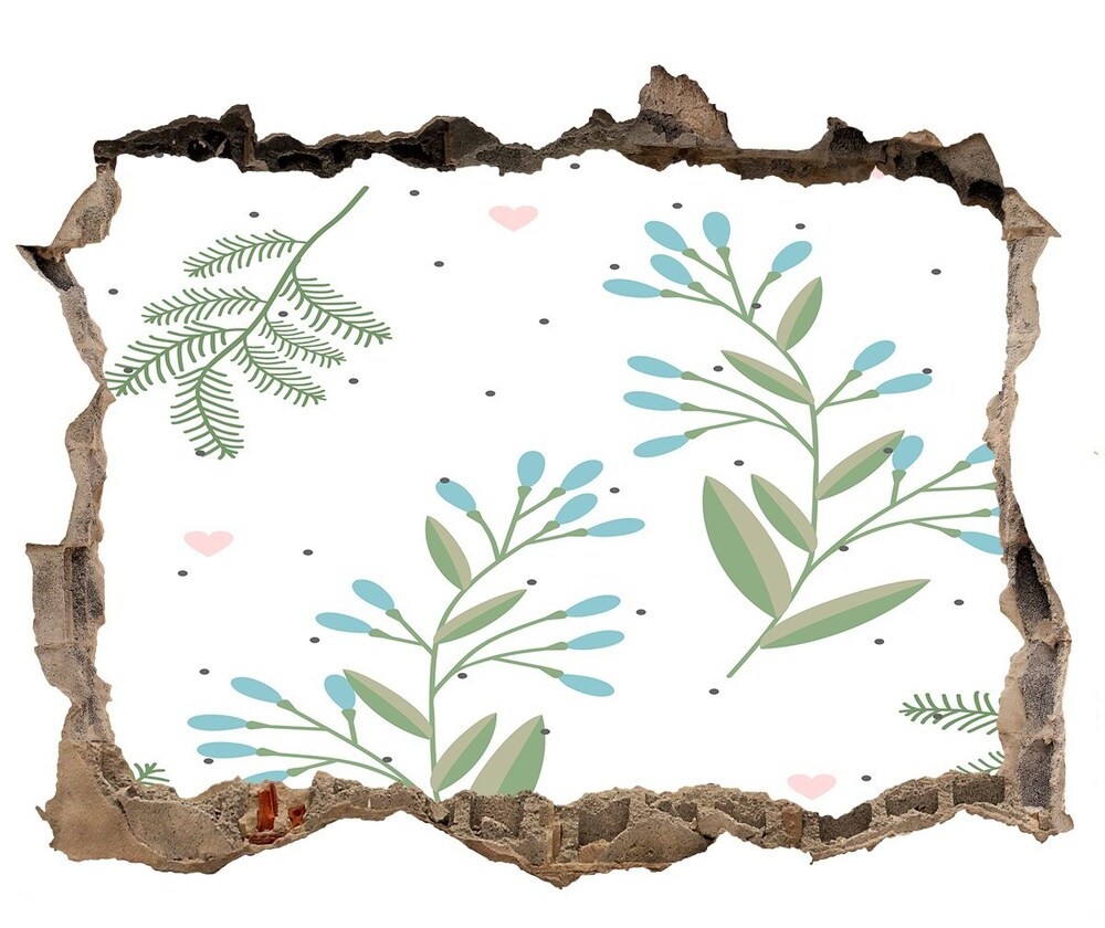 Wallmuralia.pl Naklejka 3D dziura na ścianę samoprzylepna Liście