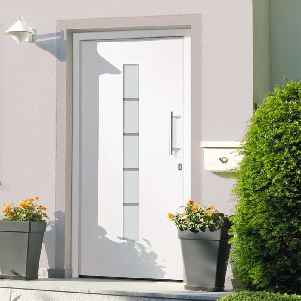 shumee Drzwi zewnętrzne aluminium i PVC białe 110x210 cm