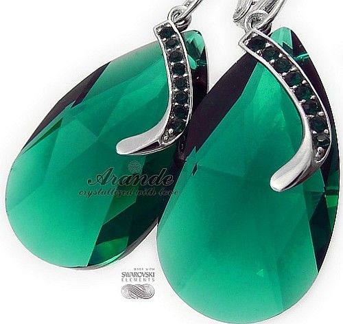 Swarovski Duże Kolczyki Emerald Senti Srebro