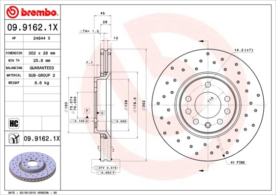 BREMBO Tarcza hamulcowa 09.9162.1X
