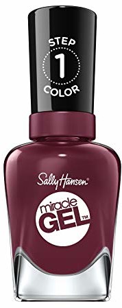 Sally Hansen Miracle Gel lakier do paznokci bez sztucznego światła UV, czerwone wino, z intensywnym błyszczącym wykończeniem żelowym, nr 489, (1 x 14,7 ml)