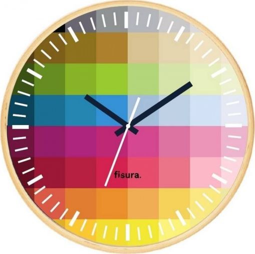 NoName zegar ścienny Pixel 30 cm szkło/drewno beżowy twm_830676