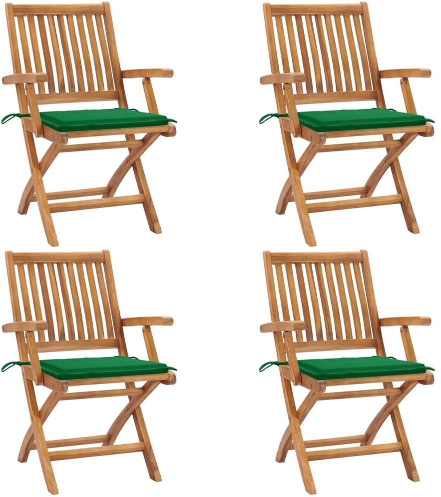 vidaXL Składane krzesła ogrodowe z poduszkami, 4 szt., drewno tekowe! 3072728