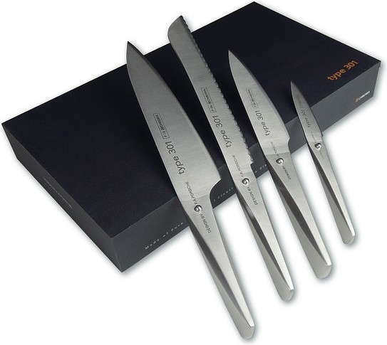 Chroma Nóż kucharza 20 cm, nóż kucharza 14,2 cm, nóż do pieczywa i do obierania Type 301 w zestawie P18649