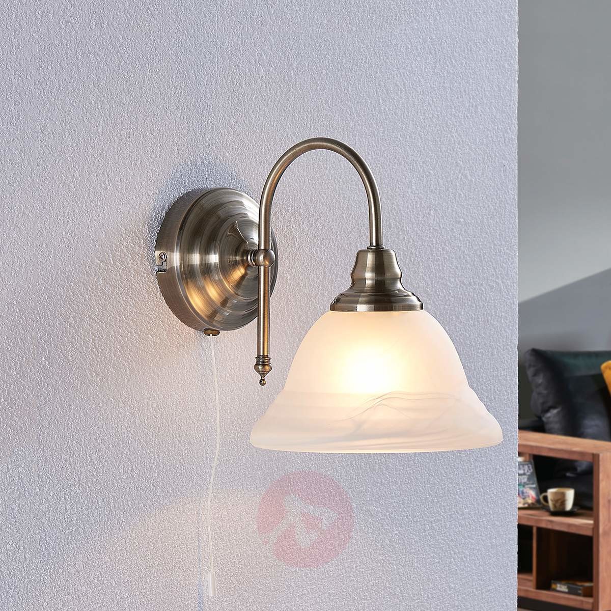 Lampenwelt Antyczna lampa ścienna Hanna