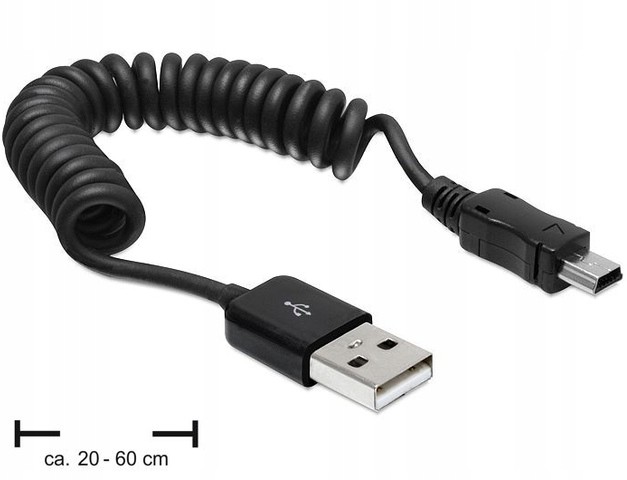 DeLOCK mini Usb spiralny 0.2-0.6m czarny
