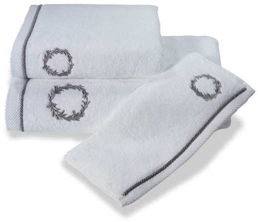 Soft Cotton Ręcznik kąpielowy SEHZADE 85x150cm Biały / srebrny haft Ręcznik kąpielowy SEHZADE 85x150cm Biały / srebrny haft