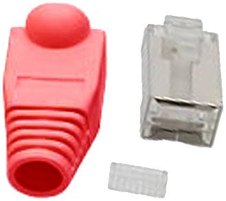 InLine Crimp wtyczka RJ45 ekranowany z zabezpieczeniem przed zginaniem i pomoc do nawlekania 10er Pack czerwony, 74510R