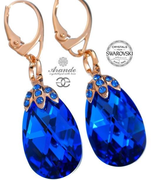 Swarovski SPECIAL kolczyki BLUE COMET ROSE GOLD