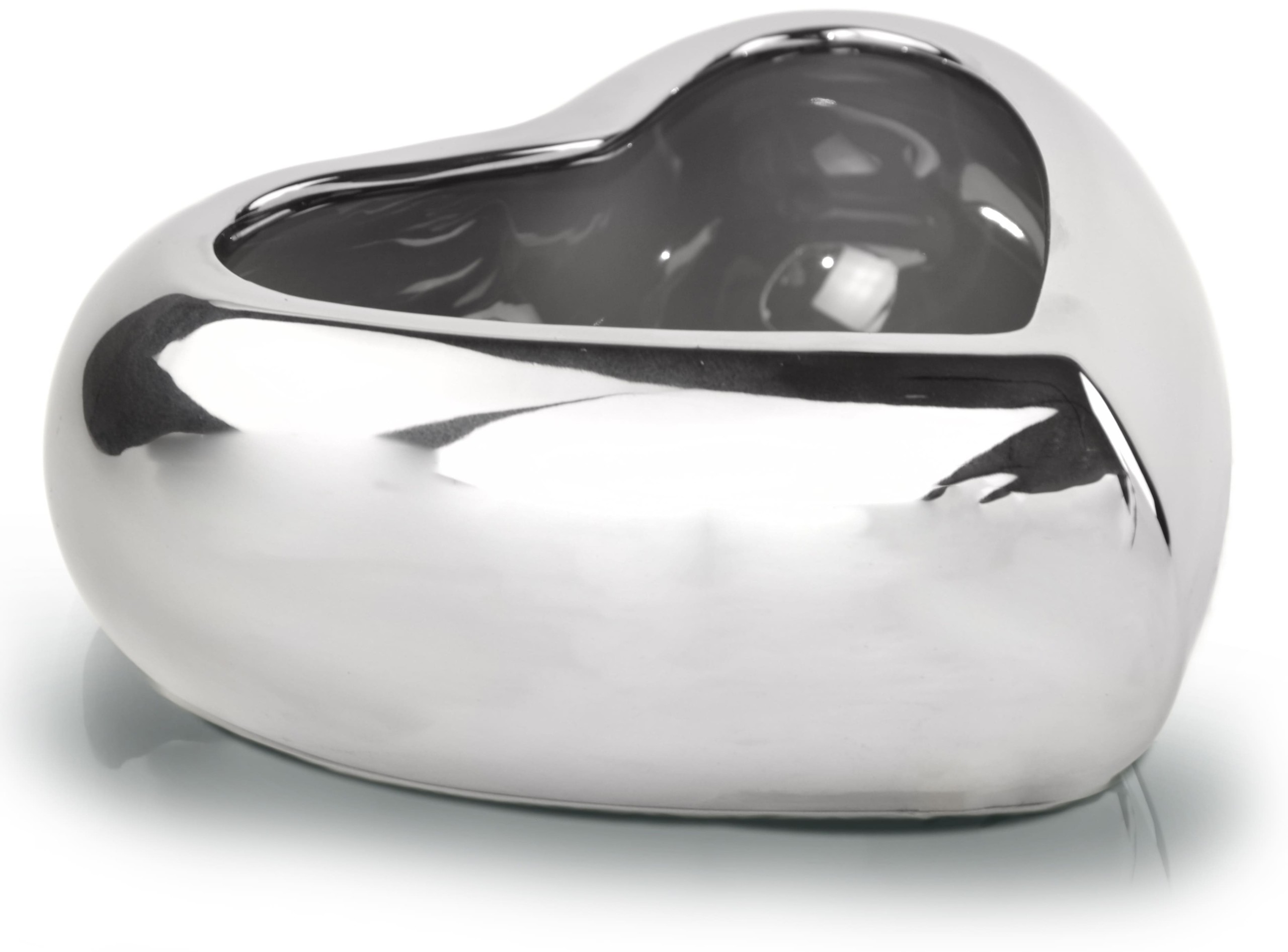 Srebrna Ceramiczna Osłonka - Serce 23x11 cm