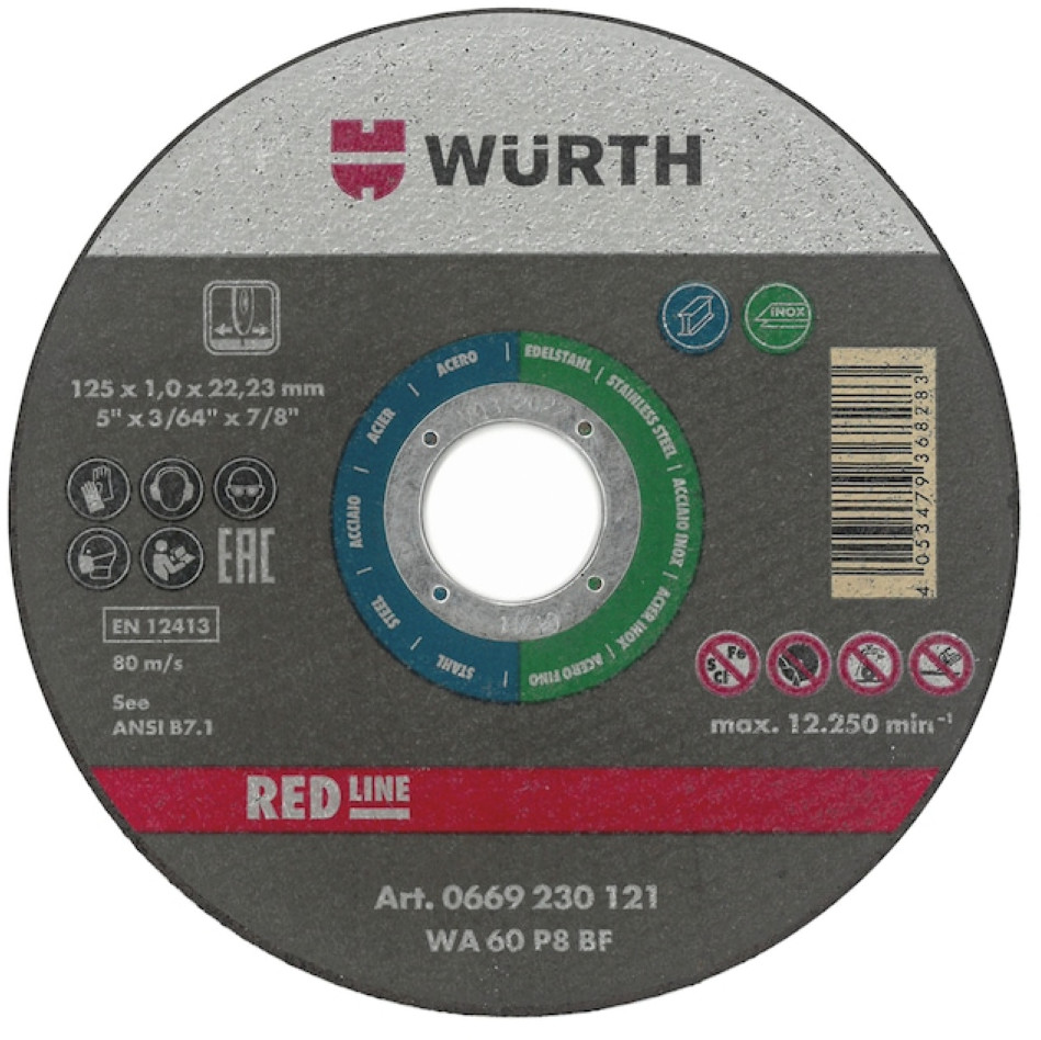 WURTH WURTH Tarcza do cięcia stali Nierdzewnej REDI LINE 125x1 0669230121961 100 26935