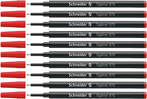 Schneider Topliner 970 cienkopis (pasuje do Topliner 911, 0,4 mm) opakowanie 10 szt. czerwony 4004675197023