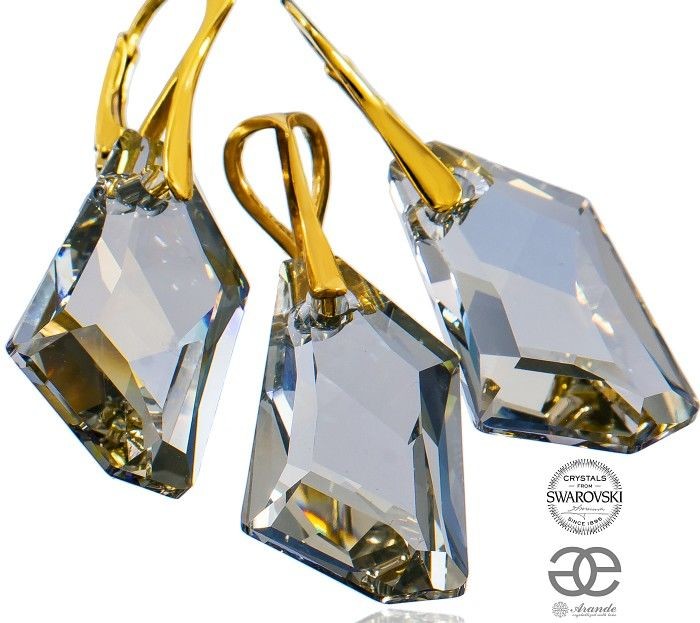Arande Kolczyki+Wisiorek Swarovski SHADE ZŁOTE SREBRO 700269