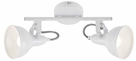 Briloner Leuchten lampa sufitowa, lampa sufitowa z 2 obrotowymi i obrotowymi punktami w stylu retro/vintage, oprawa: E14 maks. 40 W, metal, wymiary: 30,4 x 10 x 18,1 cm, kolor: biały, 30,4 x 10 x 18, (2049-026)