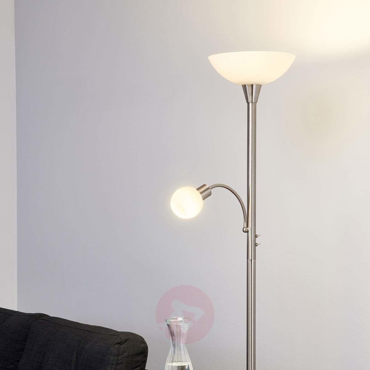Lampenwelt ELAINA - 2-punktowa lampa stojąca LED, Nikiel, mat