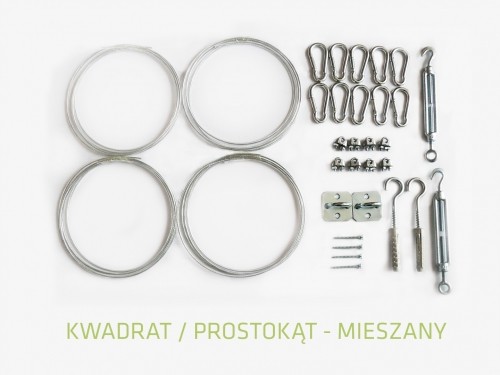 ŻAGLE OGRODOWE KWADRAT / PROSTOKĄT - ZESTAW MONTAŻOWY mieszany ZM_MIESZANY_KW