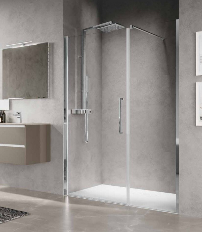 Novellini Young Plus G+F Drzwi prysznicowe wnękowe 154-158x200 cm profile chrom szkło przezroczyste YPLUSGFL154-1K