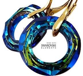Swarovski kolczyki ZŁOTE SREBRO Certyfikat BLUE