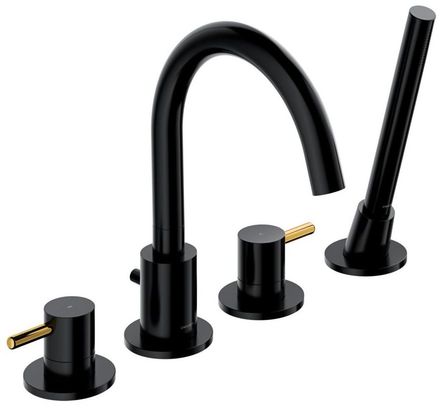 Omnires Bateria wannowa czarna Simplon 4-otworowa