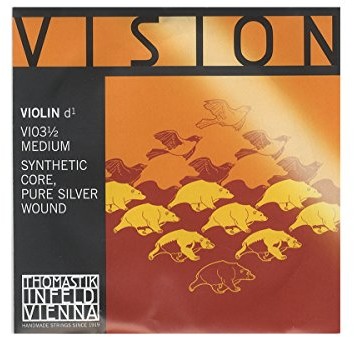 Thomastik Einzelsaite für 1/2 Violine Vision - D-Saite Kunststoffkern, Rein-Silber umsponnen, mittel 634163