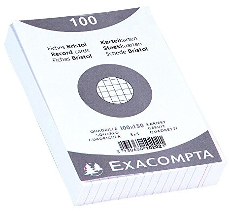 Exacompta Exacompta Bristol kwadratowe karty płytowe, 100 x 150 mm - biały, opakowanie 100 sztuk 10202E