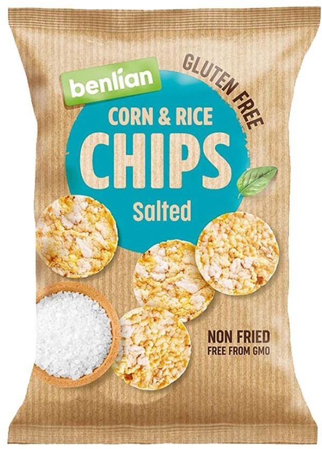 Benlian Chipsy kukurydziano-ryżowe - klasyczne z solą morską Benlian, 50g