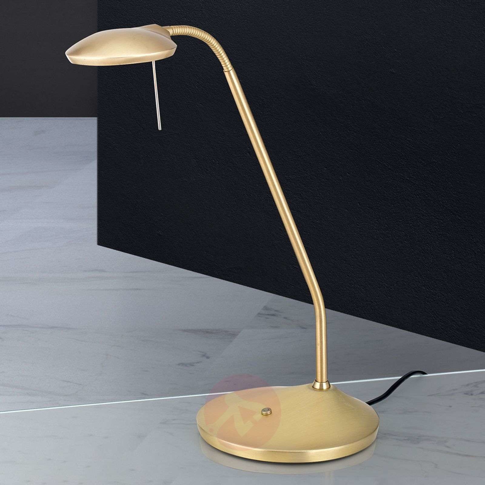 Orion Lampa stołowa LED Cobra z matowego mosiądzu