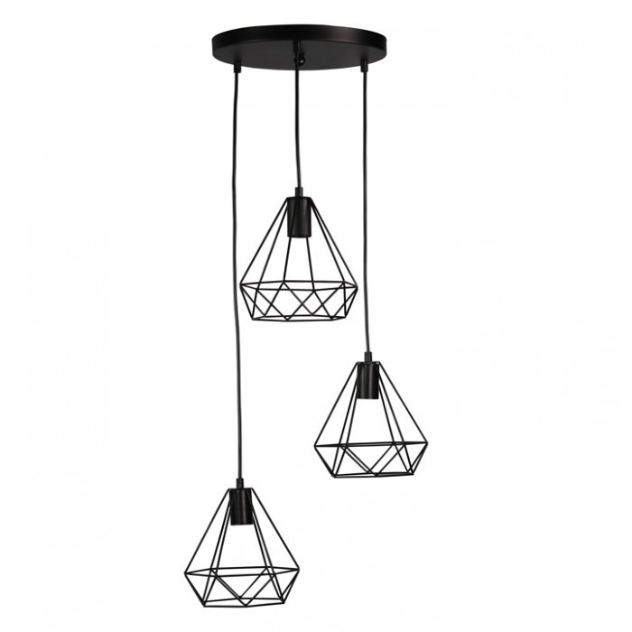 Polux Lampa wisząca 3xE27 loft druciana na kole 314635