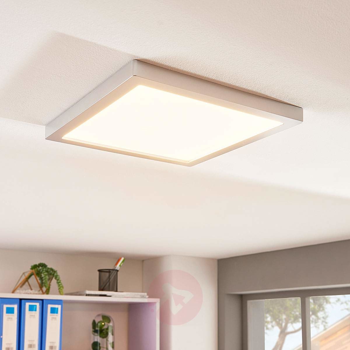 Lampenwelt com Kanciasta lampa sufitowa LED Solvie, srebrna