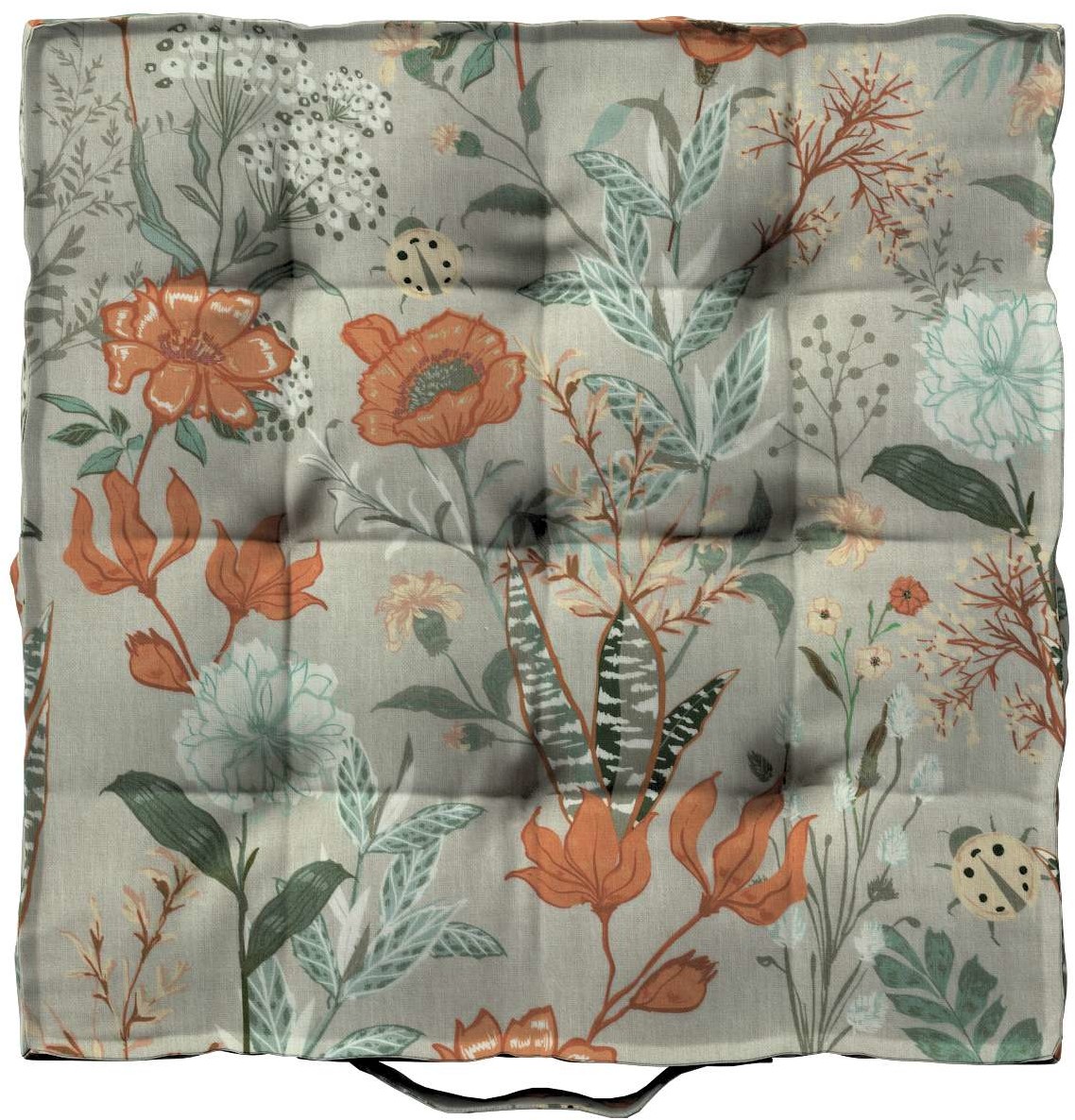 Dekoria pl pl Siedzisko Kuba na krzesło kolorowe kwiaty na szarym tle 40 × 40 × 6 cm Flowers 210-143-70