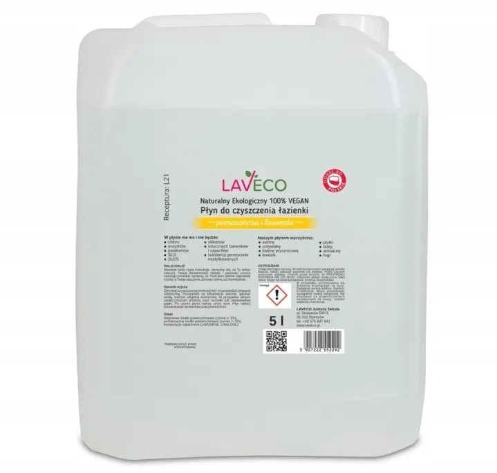 Laveco Naturalny płyn do łazienki pomarańcza 5l