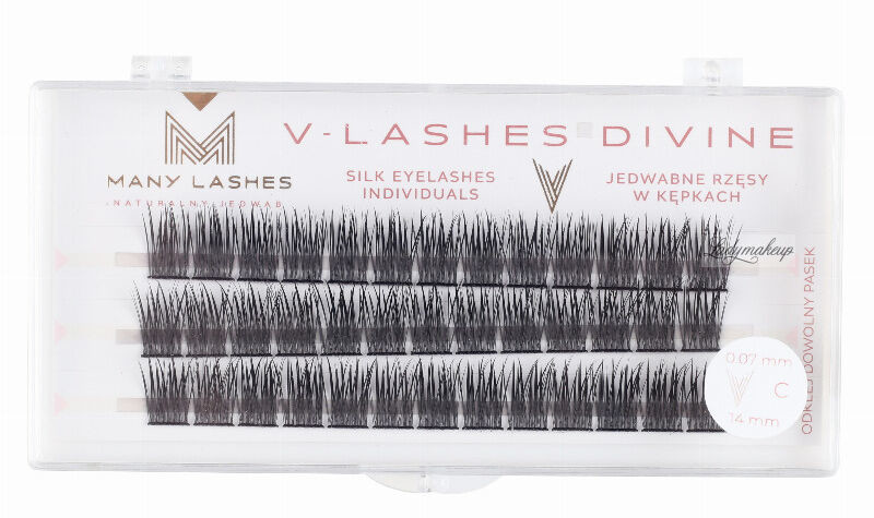 Many Beauty Many Beauty - Many Lashes - V-LASHES DIVINE Silk Eyelashes Individuals - Jedwabne kępki rzęs - C- 14 mm