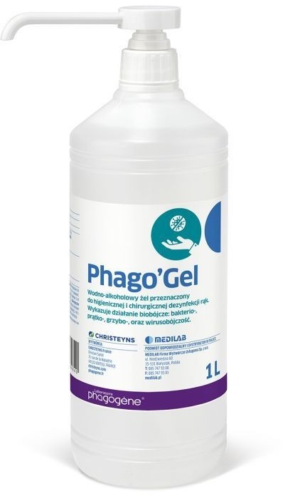 ANIOS PHAGO GEL 1L Z POMPKĄ żel do higienicznej i chirurgicznej dezynfekcji rąk MEDILAB 6096